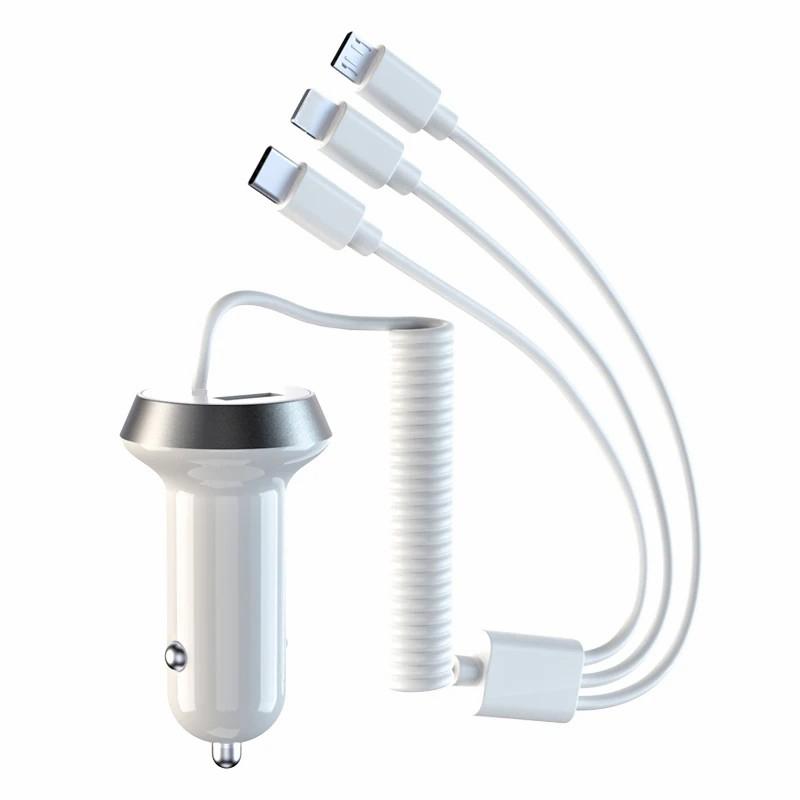 R3XK QC3.0 USB Phone Charging Adapter Digital Display Car Charger with 3-in-1 Spring Cable White
R3XK QC3.0 USB Phone Charging Adapter Digital Display Car Charger with 3-in-1 Spring Cable White
