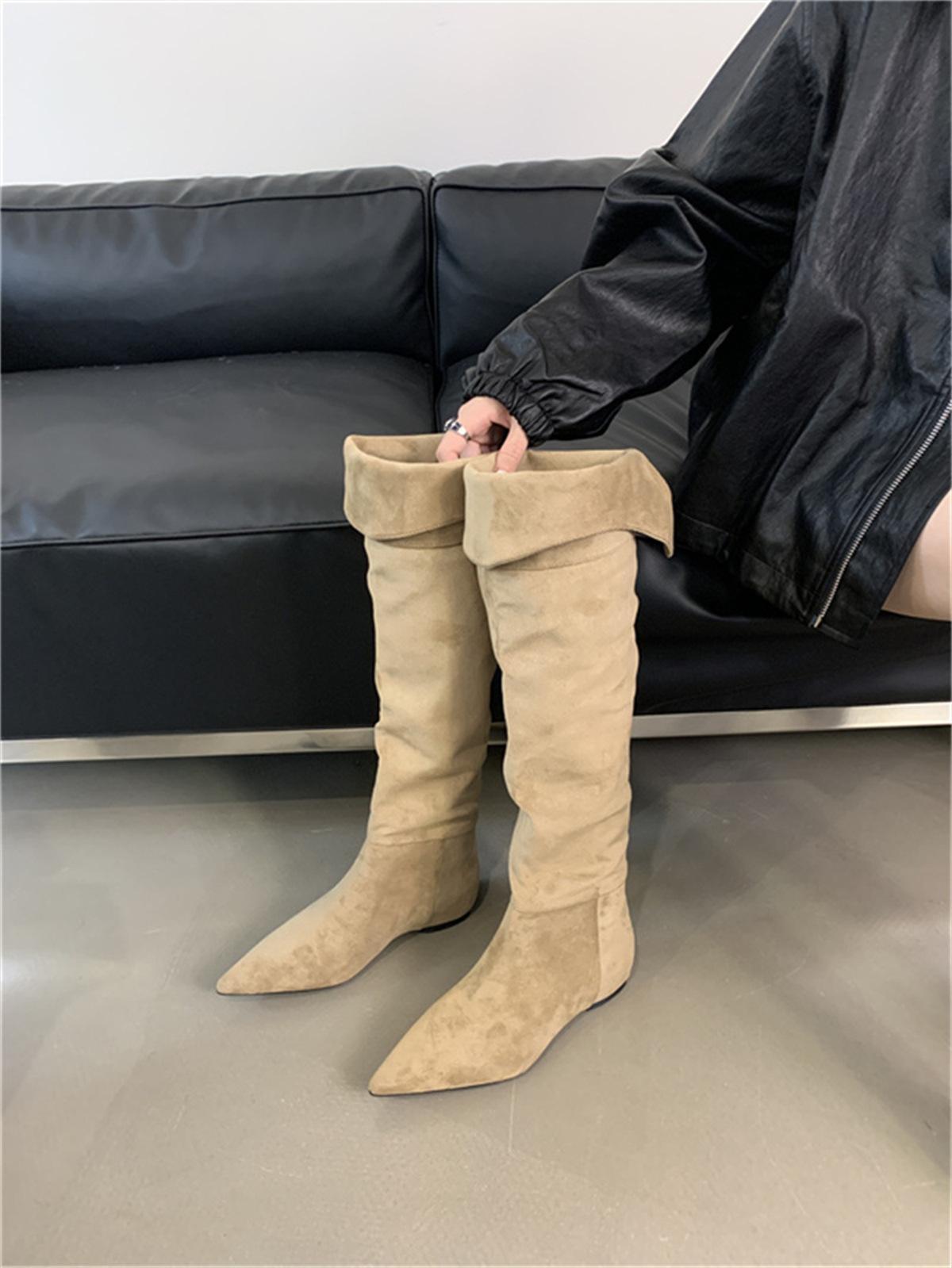 Trendy fine~ pointed flat-bottomed sleeve stacking boots suede back split two wear khaki boots female knight boots 39
Trendy fine~ pointed flat-bottomed sleeve stacking boots suede back split two wear khaki boots female knight boots 39