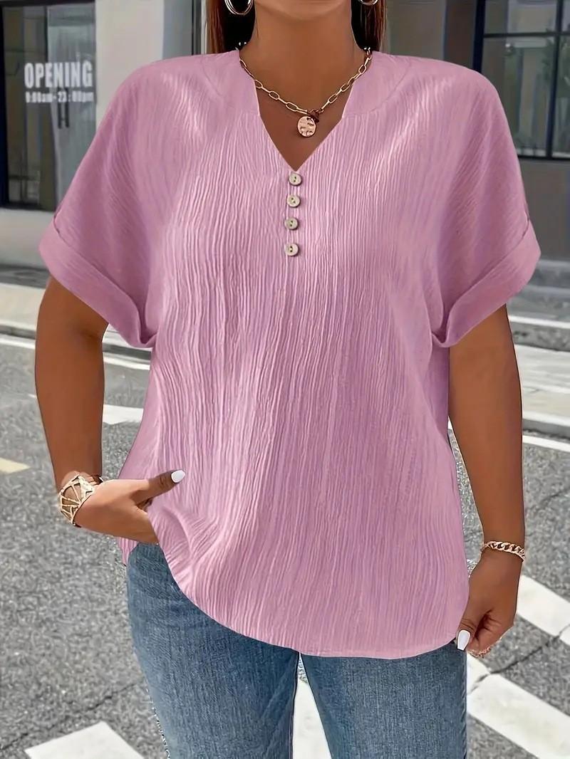 Women s Plus Size V Neck Short Sleeve Blouse Casual Solid Color Loose Summer Top 5XL рожевий
Women s Plus Size V Neck Short Sleeve Blouse Casual Solid Color Loose Summer Top 5XL рожевий