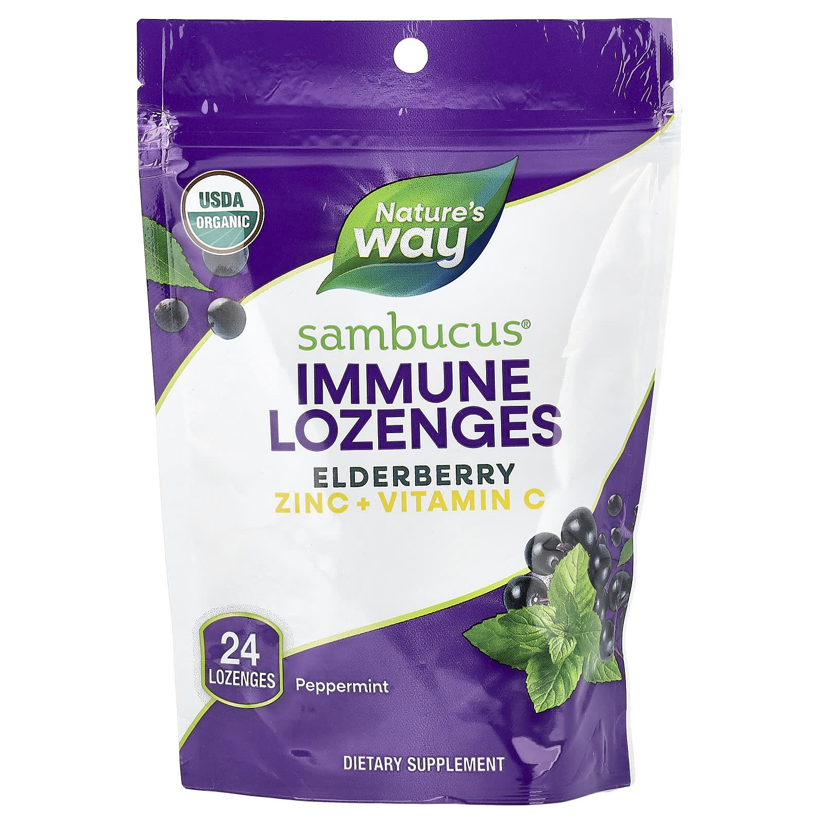 Nature S Way, Sambucus® Immune Lozenges, Elderberry Zinc + Vitamin C, Peppermint, 24 Lozenges
Nature S Way, Sambucus® Immune Lozenges, Elderberry Zinc + Vitamin C, Peppermint, 24 Lozenges