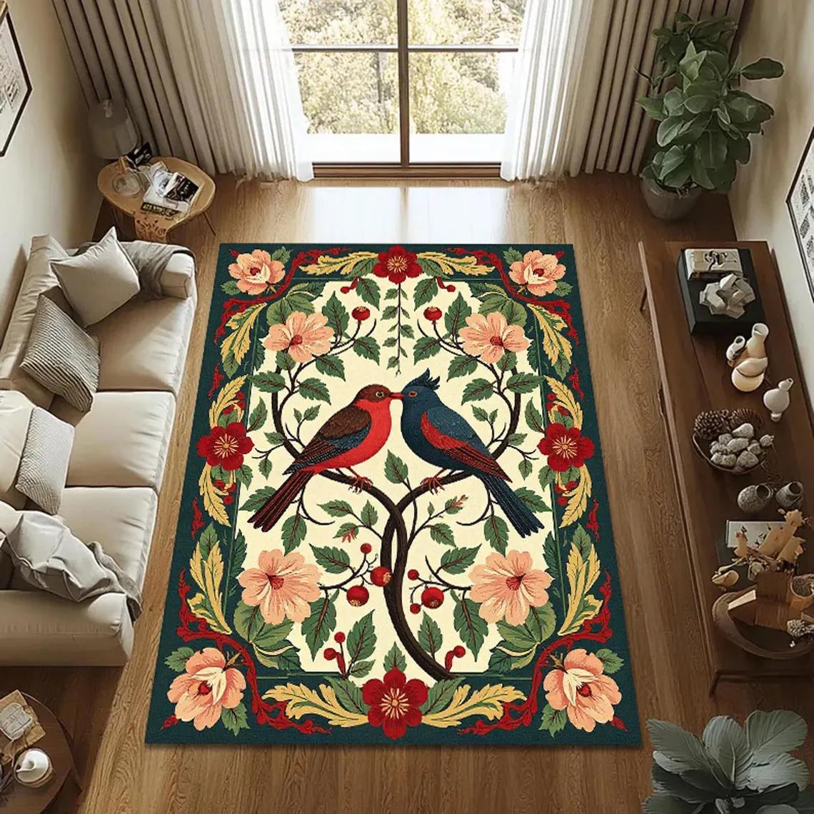 Bohemian Arts Rug,Vintage Inspired Bird and Floral Carpet,Floral Botanical Decor,Elegant Nature Print Floor Mat 40x60CM
Bohemian Arts Rug,Vintage Inspired Bird and Floral Carpet,Floral Botanical Decor,Elegant Nature Print Floor Mat 40x60CM