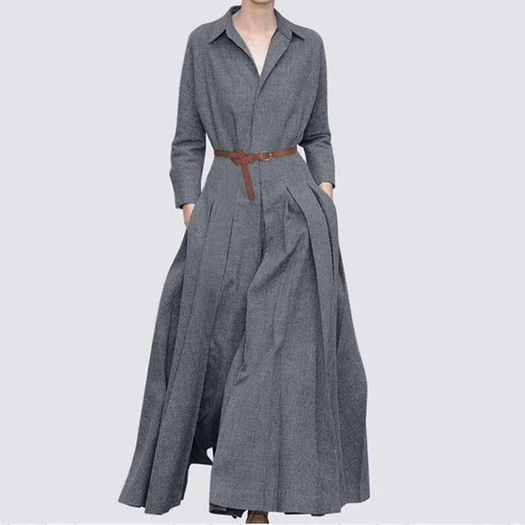 Autumn No Waistband Solid Color Loose Long Sleeved Lapel Casual Solid Color Dress XS чорний
Autumn No Waistband Solid Color Loose Long Sleeved Lapel Casual Solid Color Dress XS чорний