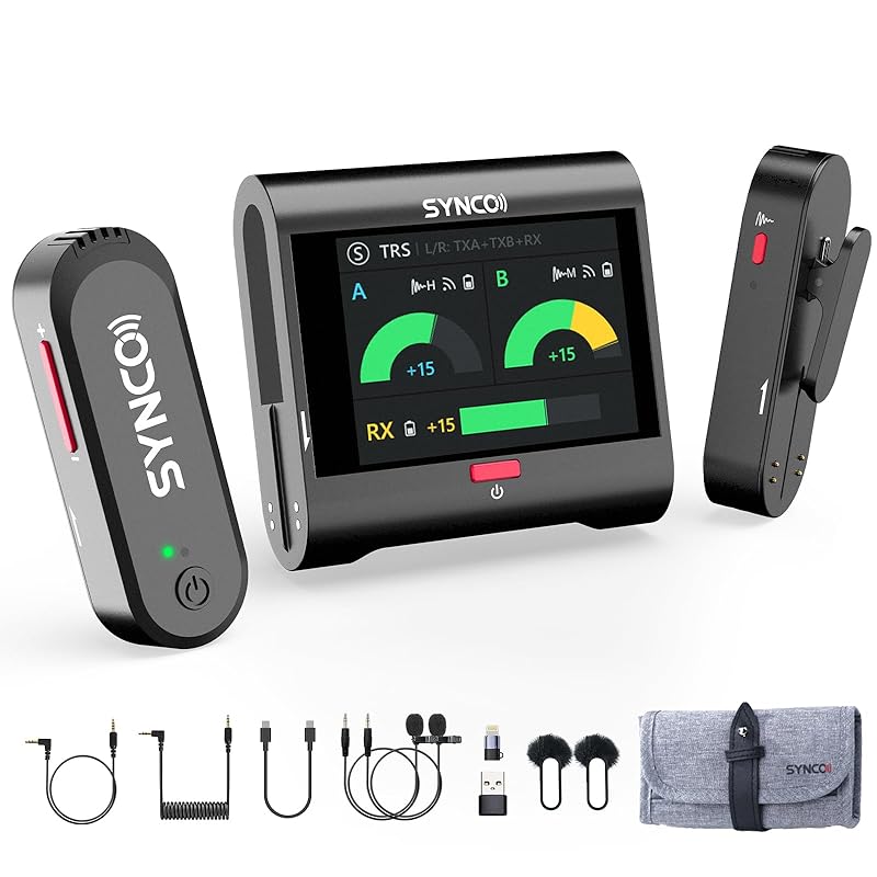 SYNCO G3PRO Wireless pin microphone with touch screen 3 stage noise canceling Pin microphone for broadcasting Transmission distance 250m long time
SYNCO G3PRO Wireless pin microphone with touch screen 3 stage noise canceling Pin microphone for broadcasting Transmission distance 250m long time