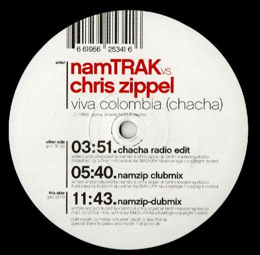 12inch Record NAMTRAK, CHRIS ZIPPEL - Viva Colombia (Chacha) DJSETS03 DJ Sets Records 2002 Germany Dance & Electronica Used
12inch Record NAMTRAK, CHRIS ZIPPEL - Viva Colombia (Chacha) DJSETS03 DJ Sets Records 2002 Germany Dance & Electronica Used