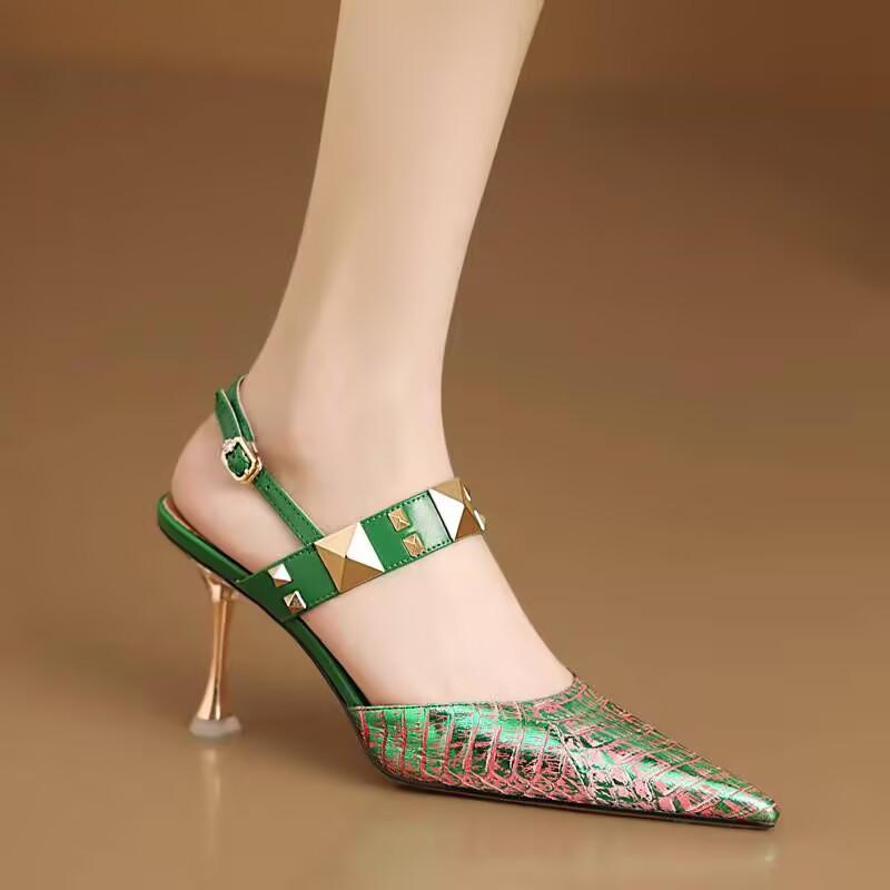 Large size empty pointed high heels 2025 spring and summer new sexy colored rivets metal thin heels bag head sandals women 43 зелёный
Large size empty pointed high heels 2025 spring and summer new sexy colored rivets metal thin heels bag head sandals women 43 зелёный