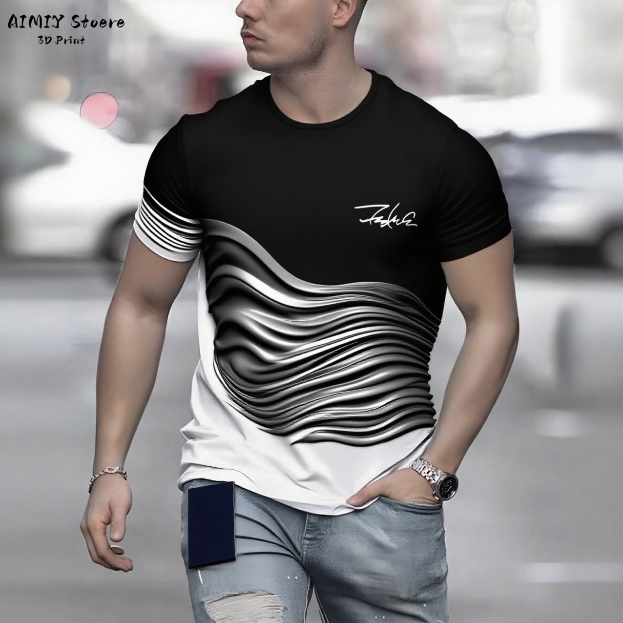 Summer Round Neck 3D Gradient Wave Print Top Fashionable Casual Short Sleeved Men s T-shirts S
Summer Round Neck 3D Gradient Wave Print Top Fashionable Casual Short Sleeved Men s T-shirts S