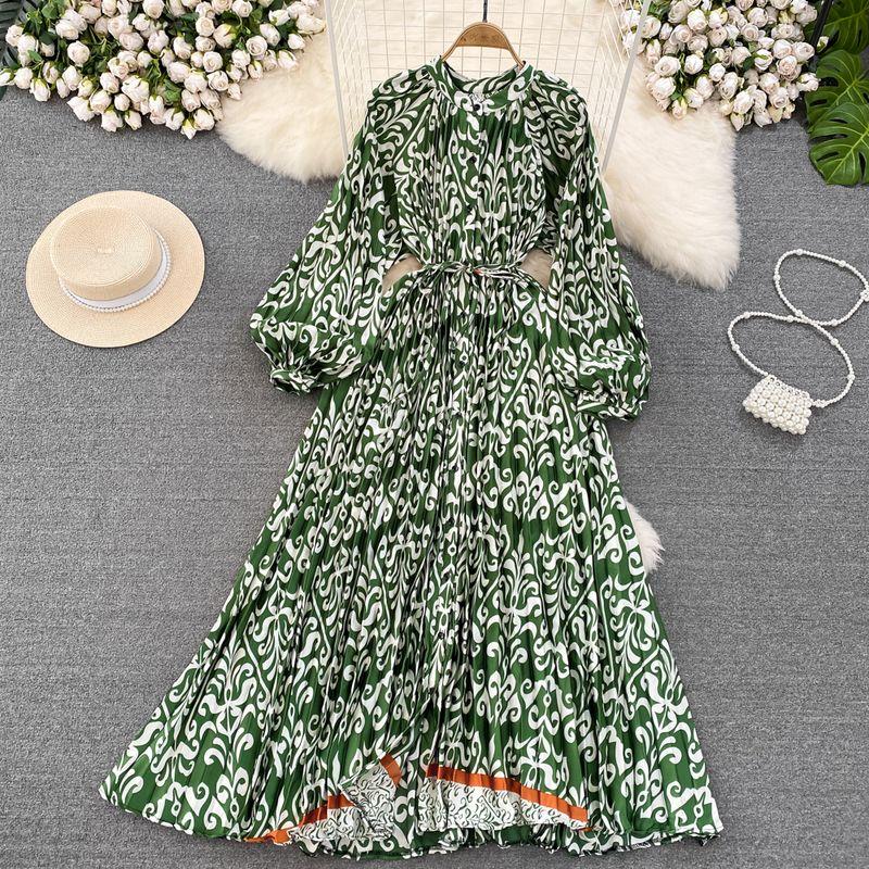 Accessible Luxury Lantern Long Sleeve round Neck Elegant Print Dress Green One size
Accessible Luxury Lantern Long Sleeve round Neck Elegant Print Dress Green One size