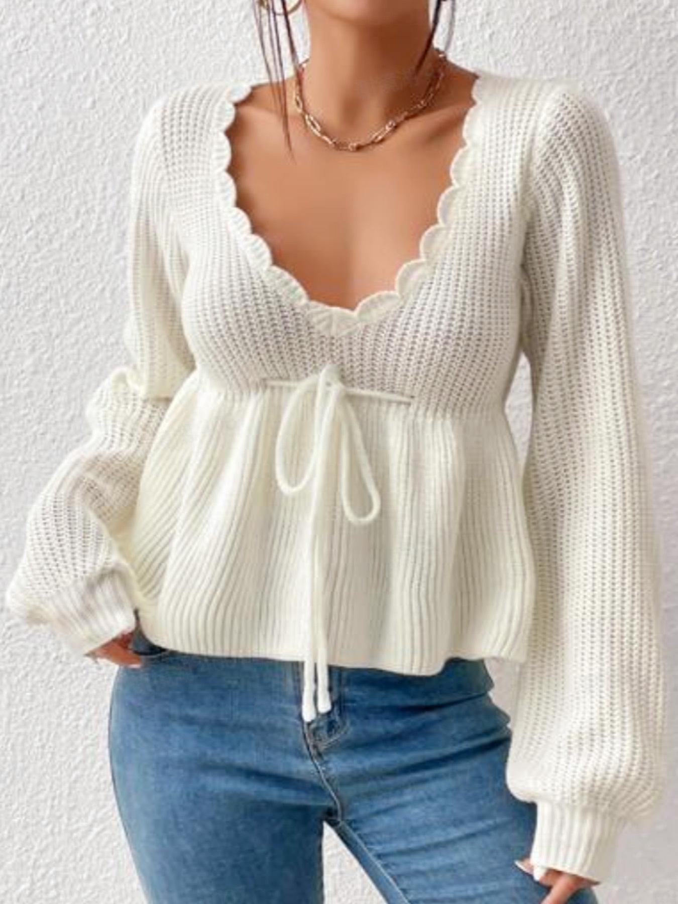 European & American Solid Color Tie-Up Pullover Knitwear for Spring, Autumn, Winter XL білий
European & American Solid Color Tie-Up Pullover Knitwear for Spring, Autumn, Winter XL білий