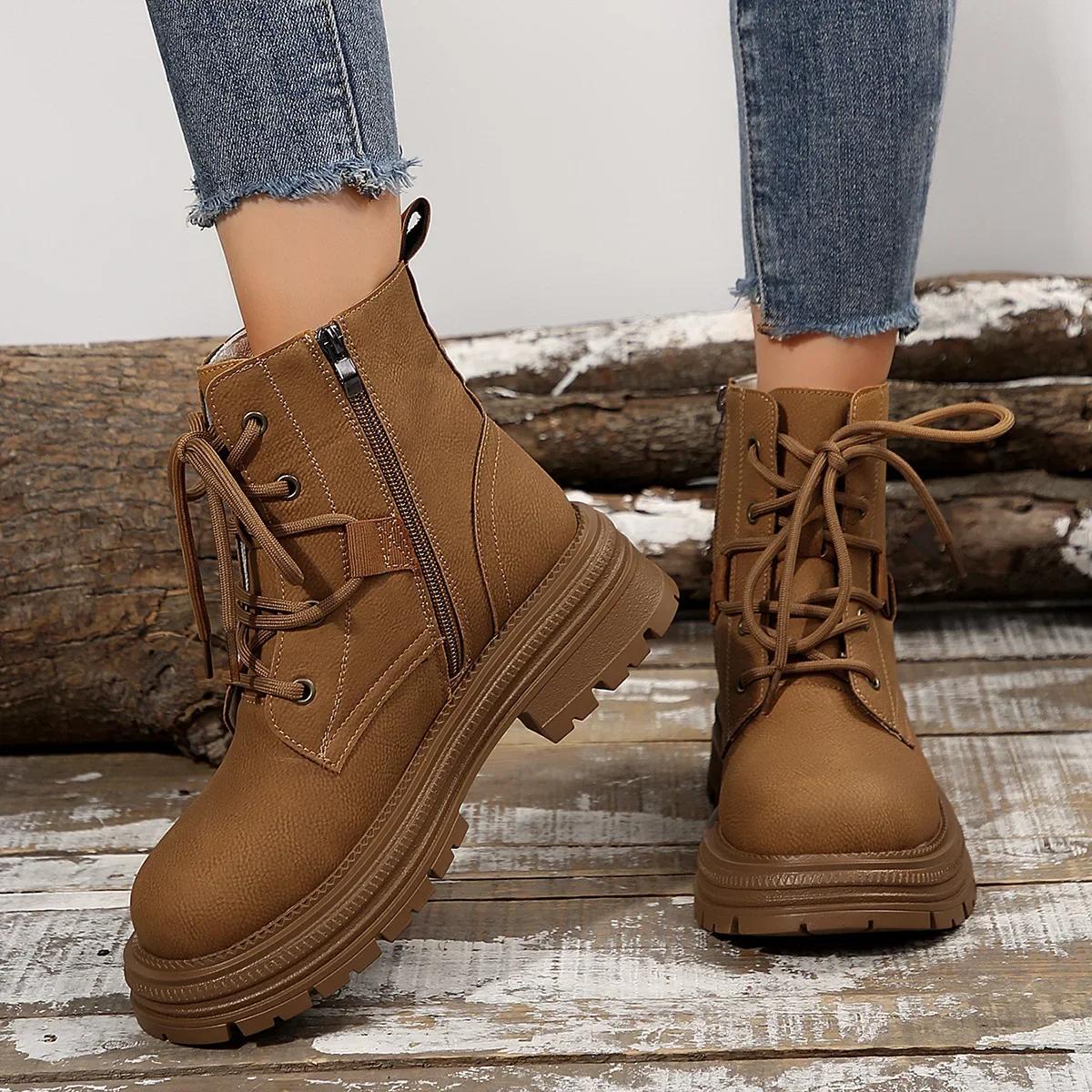 Men Women Winter Spring Autumn Boots LaceUp Platform Brown Retro Combat Lace Side Zipper Ankle Woman Thick Sole Faux Suede Botas Mujer 36
Men Women Winter Spring Autumn Boots LaceUp Platform Brown Retro Combat Lace Side Zipper Ankle Woman Thick Sole Faux Suede Botas Mujer 36