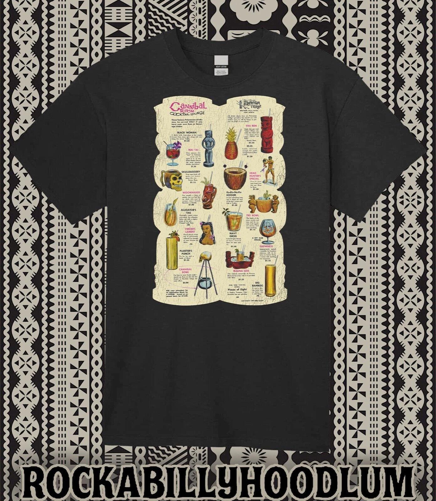 Retro Tiki Art Tee T Shirt Bar Cannibal Room Cocktail Menu Polynesian Village 4XL
Retro Tiki Art Tee T Shirt Bar Cannibal Room Cocktail Menu Polynesian Village 4XL