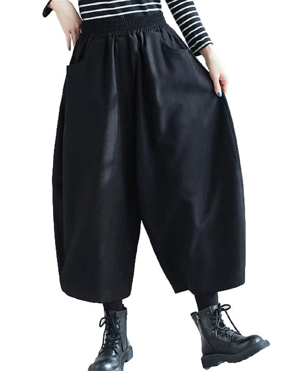 1/2plus Women s Balloon Sarouel Pants with Elastic Waist and Pockets (Black, Size L)
1/2plus Women s Balloon Sarouel Pants with Elastic Waist and Pockets (Black, Size L)