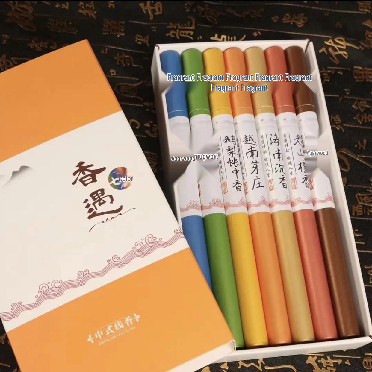 Vietnamese Nha Trang Agarwood Incense Sticks Gift Box with Seven-Color Chinese Design - Long-Lasting, Ancient Method Crafted.
Vietnamese Nha Trang Agarwood Incense Sticks Gift Box with Seven-Color Chinese Design - Long-Lasting, Ancient Method Crafted.