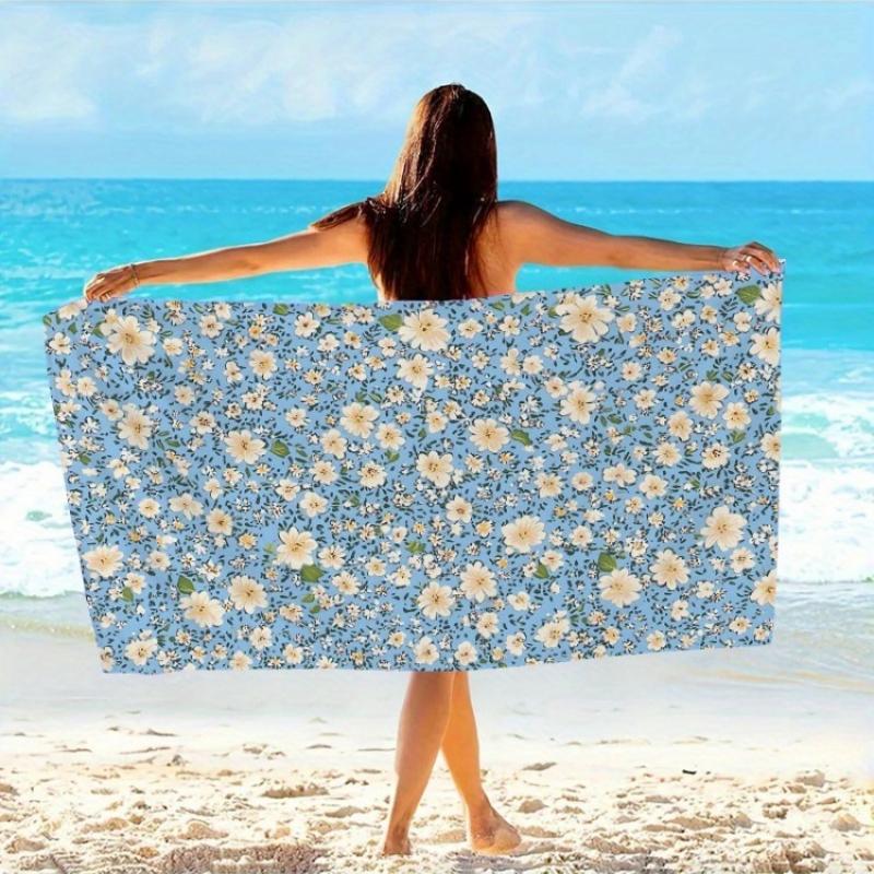 1pc Vintage Floral Beach Towel - Seamless Microfiber, Soft & Durable, Light Blue with White & Yellow Flowers, Dark Green Leaves W30*H60(CM)
1pc Vintage Floral Beach Towel - Seamless Microfiber, Soft & Durable, Light Blue with White & Yellow Flowers, Dark Green Leaves W30*H60(CM)