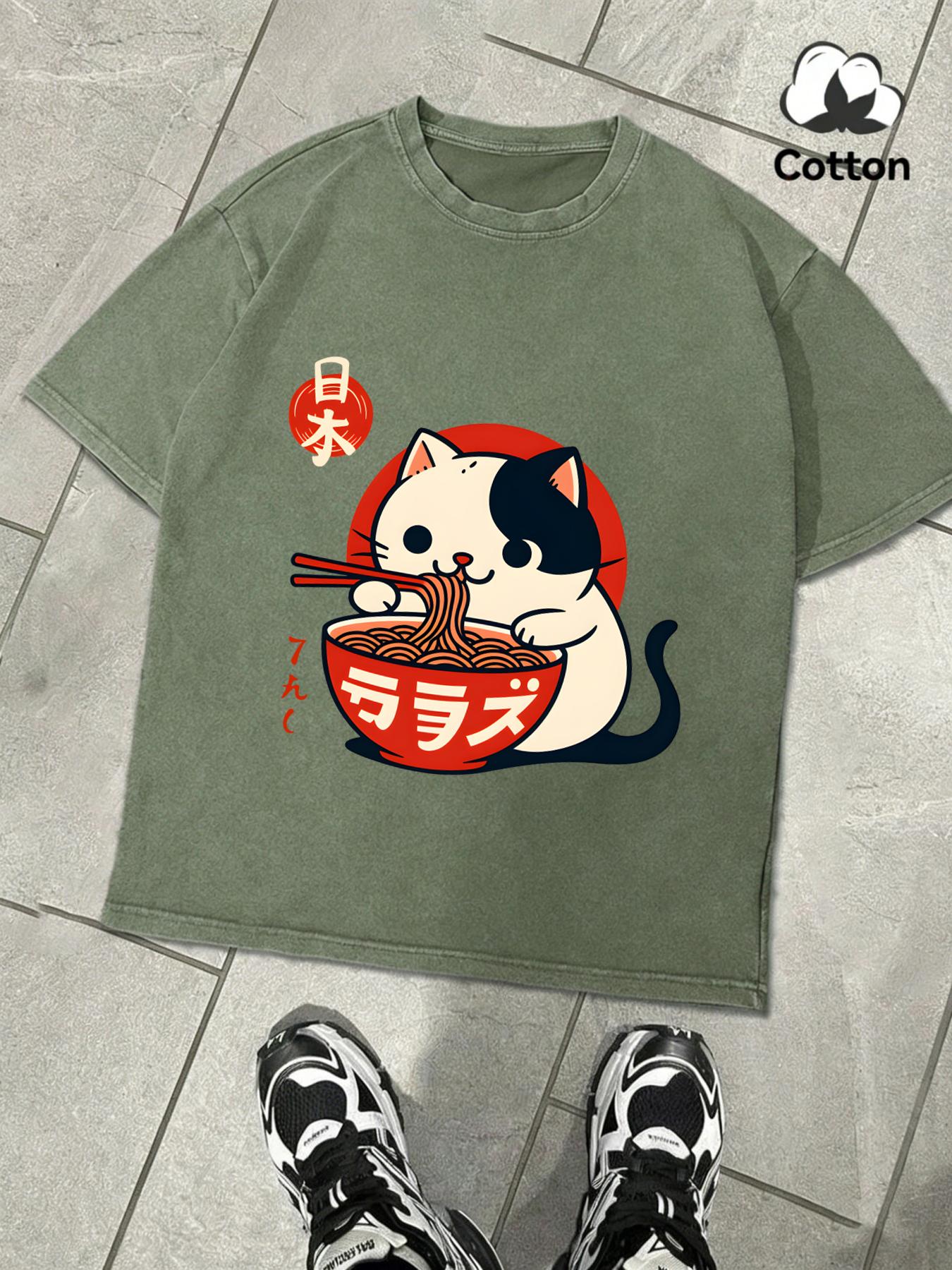 Cow Cat Likes Lamian Noodles Printed Retro TShirt Men Cotton Comfortable Tee Fashion Loose Snow Wash Clothing Soft Male Top S
Cow Cat Likes Lamian Noodles Printed Retro TShirt Men Cotton Comfortable Tee Fashion Loose Snow Wash Clothing Soft Male Top S