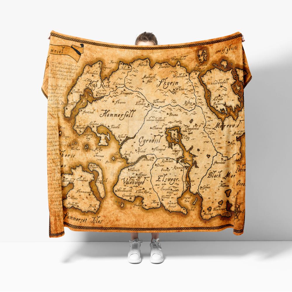Large Tamriel Map Elder Scrolls Skyrim Gaming Map Blankets Soft Warm Flannel Throw Blanket Bedding for Bed Living room Home Sofa 75x90cm
Large Tamriel Map Elder Scrolls Skyrim Gaming Map Blankets Soft Warm Flannel Throw Blanket Bedding for Bed Living room Home Sofa 75x90cm