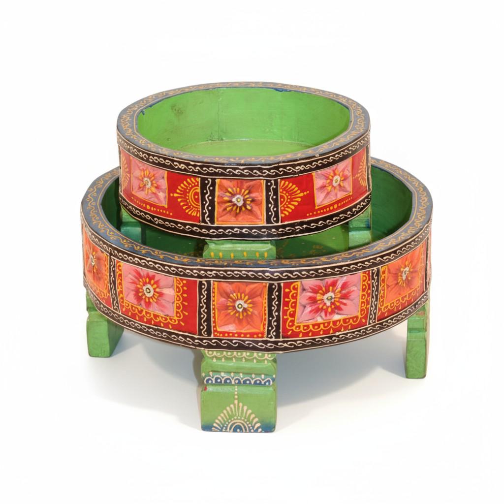 Hand-Painted Wooden Chowki Set of 2 | Indian Rajasthani Bajot Pedestal Stands | Decorative Flower Base for Pooja & Home Decor,Planter Stand
Hand-Painted Wooden Chowki Set of 2 | Indian Rajasthani Bajot Pedestal Stands | Decorative Flower Base for Pooja & Home Decor,Planter Stand
