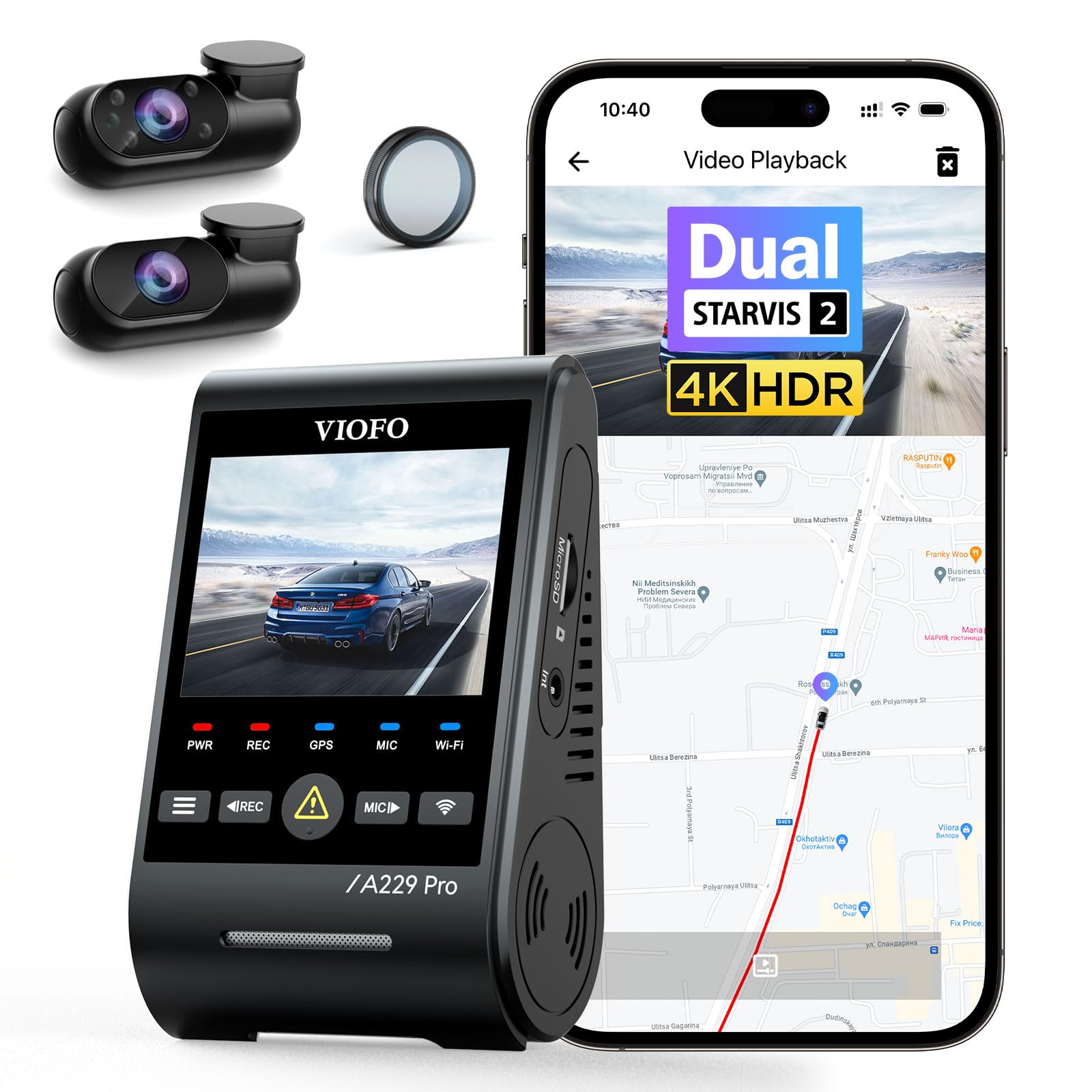 VIOFO Drive 3 front and rear UHD 2160P only front and rear STARVIS 2 4K 1440P 1080P Omnidirectional camera HDR 5GHz WiFi GPS parking monitoring CPL
VIOFO Drive 3 front and rear UHD 2160P only front and rear STARVIS 2 4K 1440P 1080P Omnidirectional camera HDR 5GHz WiFi GPS parking monitoring CPL