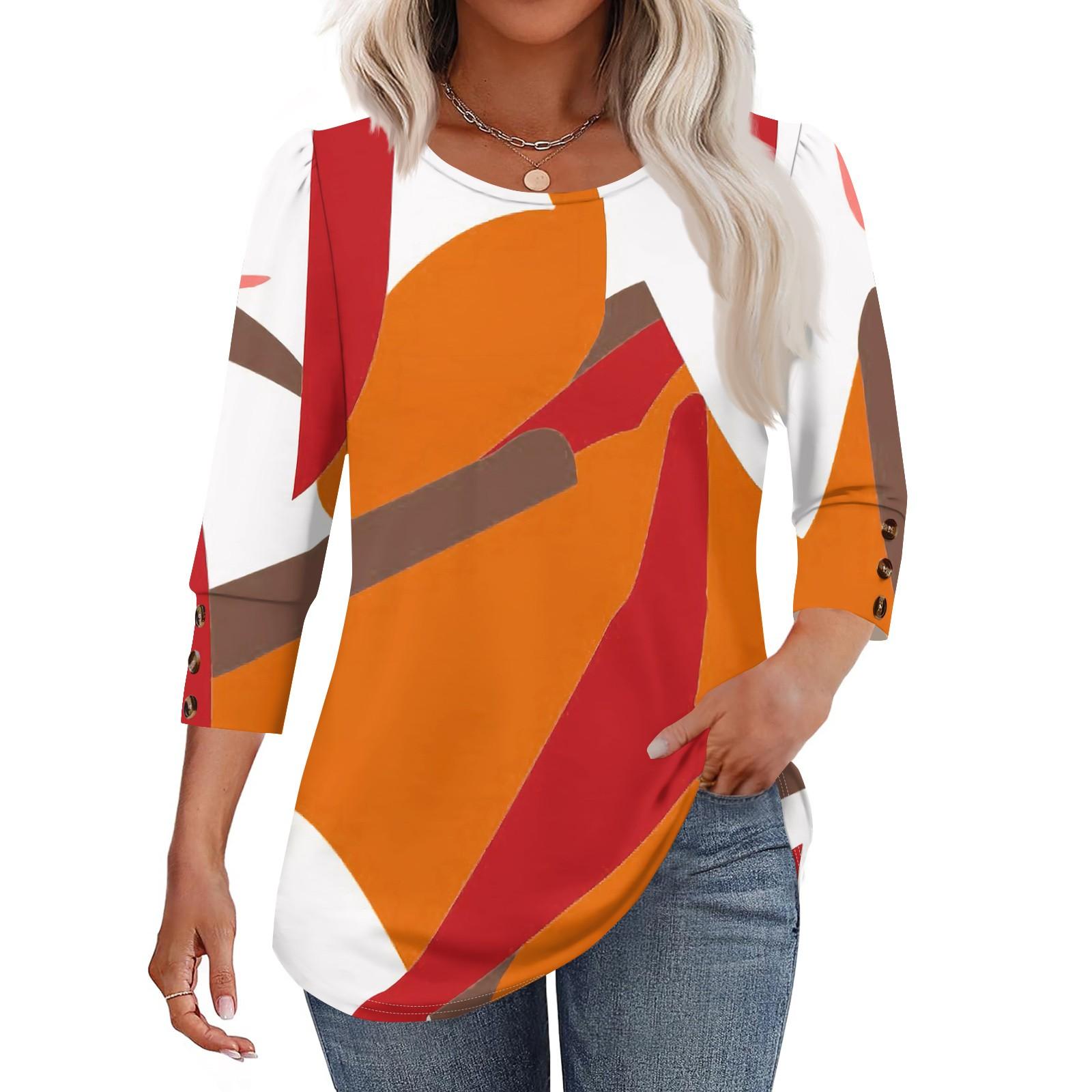 Women s Fashion Casual Color Block Stitched Print Round Neck Seven-sleeve T-shirt Top M шафрановий
Women s Fashion Casual Color Block Stitched Print Round Neck Seven-sleeve T-shirt Top M шафрановий
