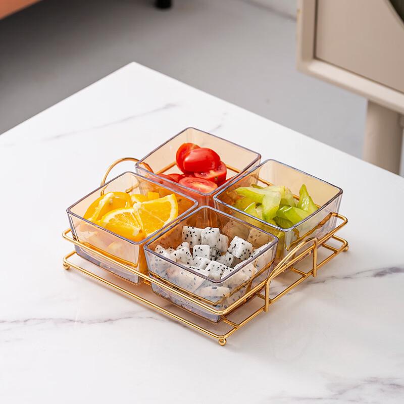 Amber Glass Snack Tray with Gold Stand
Amber Glass Snack Tray with Gold Stand