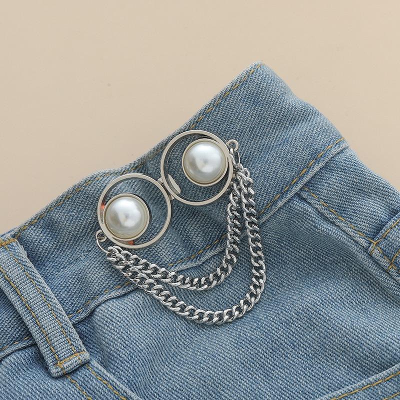 4pcs Pearl Chain Button Pins for Loose Jeans No Sew Pant Waist Tightener Adjustable Button Waistband Tightener Clips for Women
4pcs Pearl Chain Button Pins for Loose Jeans No Sew Pant Waist Tightener Adjustable Button Waistband Tightener Clips for Women