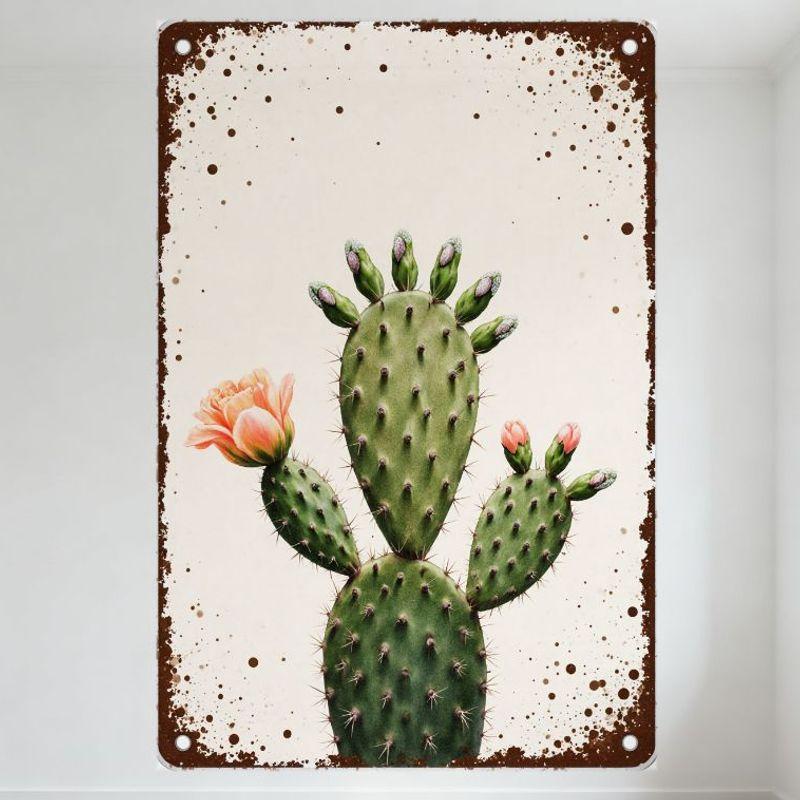 Vintage Metal Tin Sign with Rustic Brown Border, Green Cactus with Peach-Pink Flowers - Aged Distressed Wall Decor for Man Cave, 20x30cm(7.8x11.8inch)
Vintage Metal Tin Sign with Rustic Brown Border, Green Cactus with Peach-Pink Flowers - Aged Distressed Wall Decor for Man Cave, 20x30cm(7.8x11.8inch)