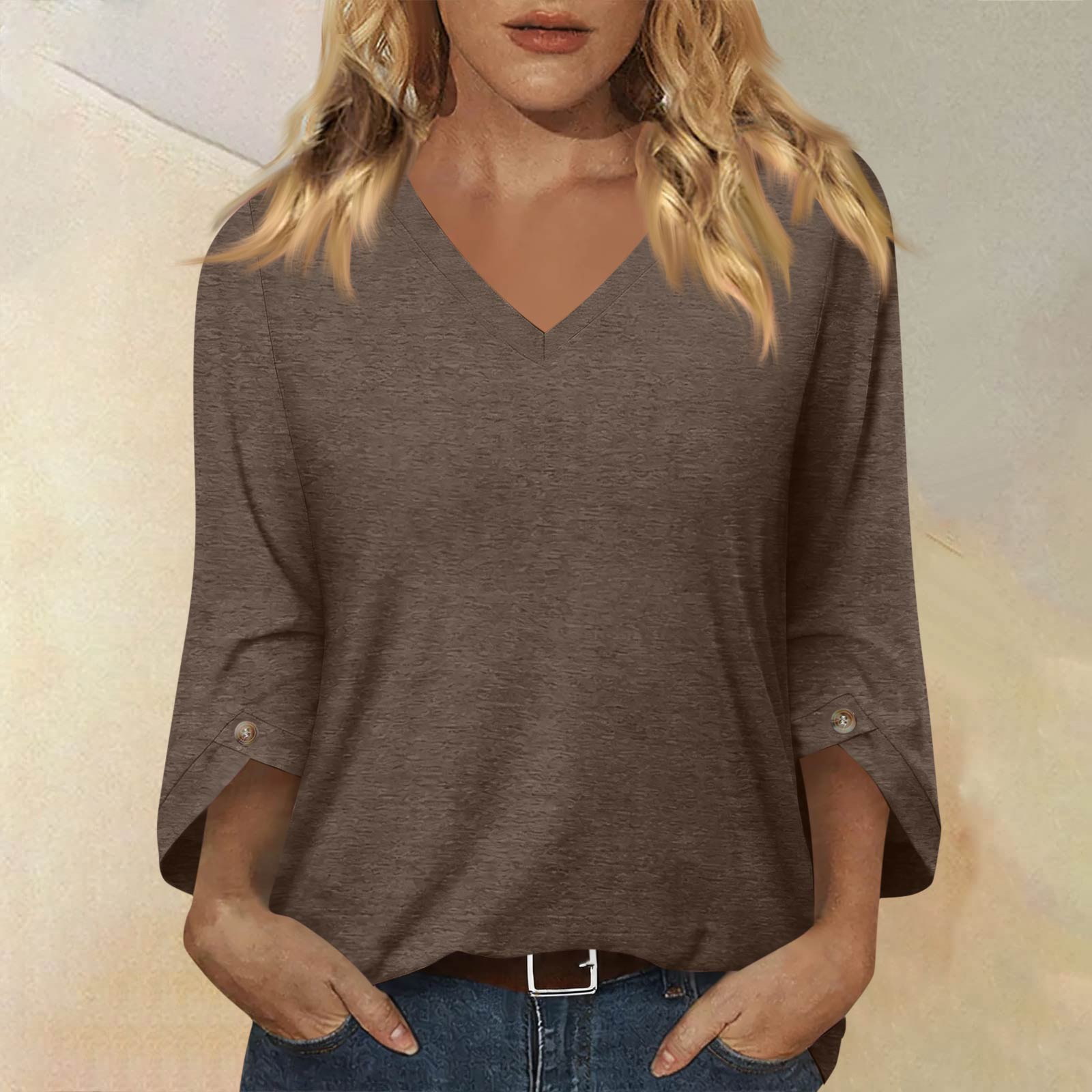 Womens Casual V Neck Three Quarter Sleeve T Shirt Top Loose Fit Lightweight Pullover Blouse for Daily Work Travel S коричневый
Womens Casual V Neck Three Quarter Sleeve T Shirt Top Loose Fit Lightweight Pullover Blouse for Daily Work Travel S коричневый