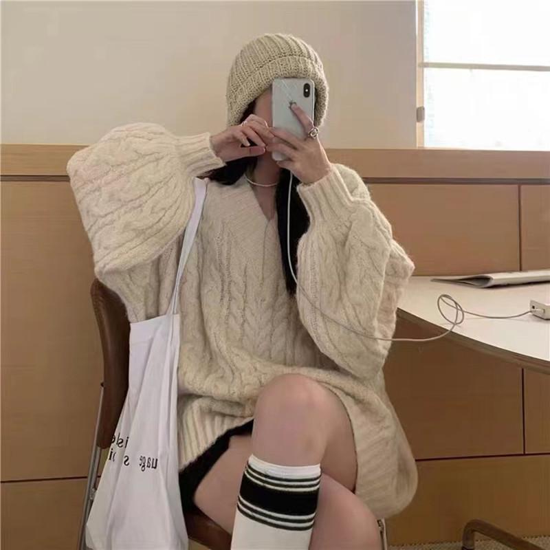 Осенне-зимний высококачественный свитер с V-образным вырезом, легкий ветрозащитный свитер с закрученными рукавами, свободный топ-свитер с рукавами-фонариками One size абрикосовый
Осенне-зимний высококачественный свитер с V-образным вырезом, легкий ветрозащитный свитер с закрученными рукавами, свободный топ-свитер с рукавами-фонариками One size абрикосовый