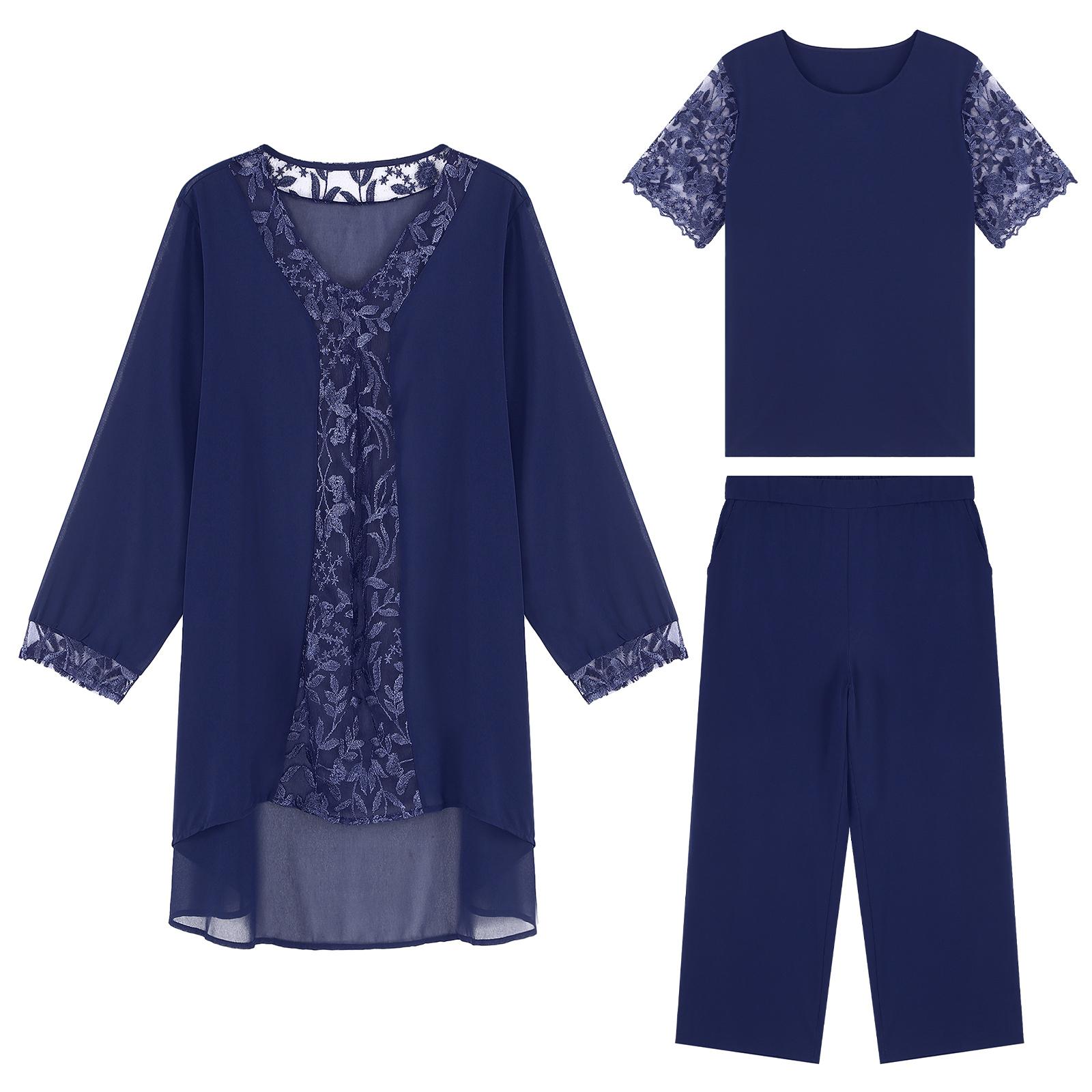 Жіноче вбрання Весільний брючний костюм для гостей із 3 предметів Комплекти суконь матері нареченої Вечірня сукня для повернення додому 5XL темно-синього кольору
Жіноче вбрання Весільний брючний костюм для гостей із 3 предметів Комплекти суконь матері нареченої Вечірня сукня для повернення додому 5XL темно-синього кольору