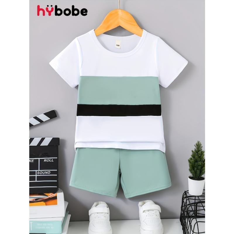 Boys White, Bean Green, And Black Color-Block Solid Color Fashion Short-Sleeve And Shorts Set, for Outdoor 160
Boys White, Bean Green, And Black Color-Block Solid Color Fashion Short-Sleeve And Shorts Set, for Outdoor 160