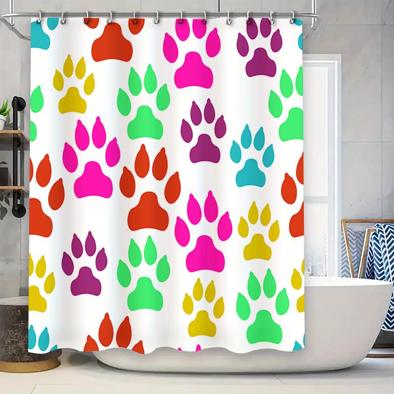 Brightly Colored Animal Paw Print Shower Curtain Set Waterproof Fabric With Hook Rings For Bathroom Decor W60H190(CM)-1 Pcs
Brightly Colored Animal Paw Print Shower Curtain Set Waterproof Fabric With Hook Rings For Bathroom Decor W60H190(CM)-1 Pcs
