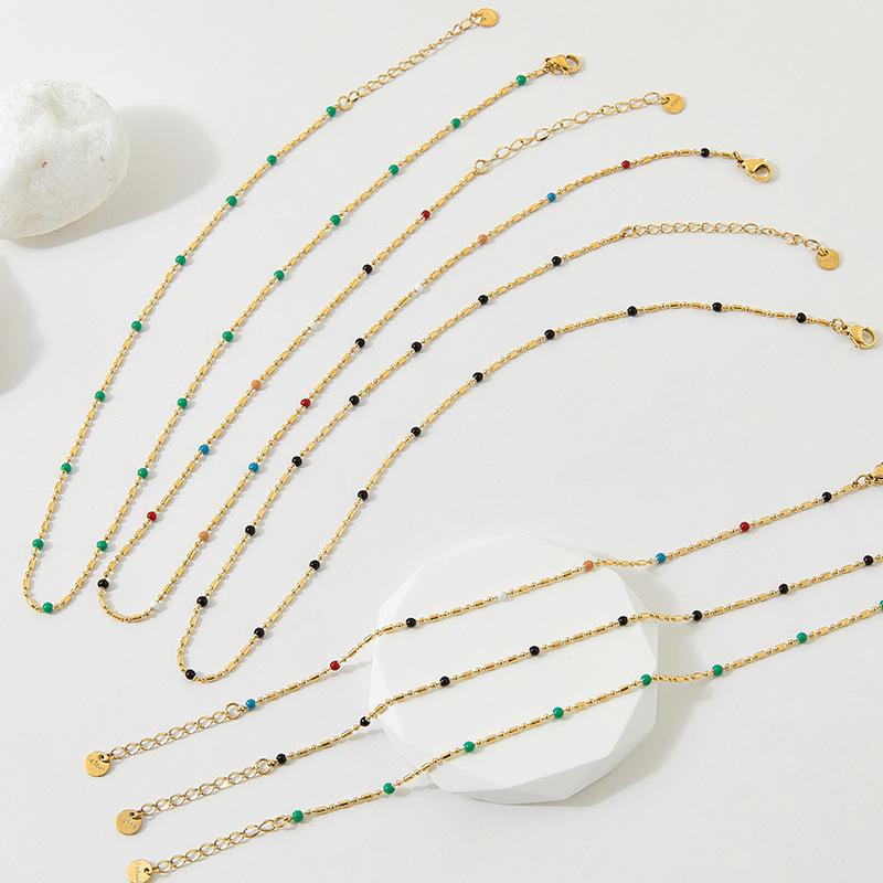 Bohemian Rainbow Bead Clavicle Chain: Vintage & Elegant Stainless Steel Jewelry Set
Bohemian Rainbow Bead Clavicle Chain: Vintage & Elegant Stainless Steel Jewelry Set