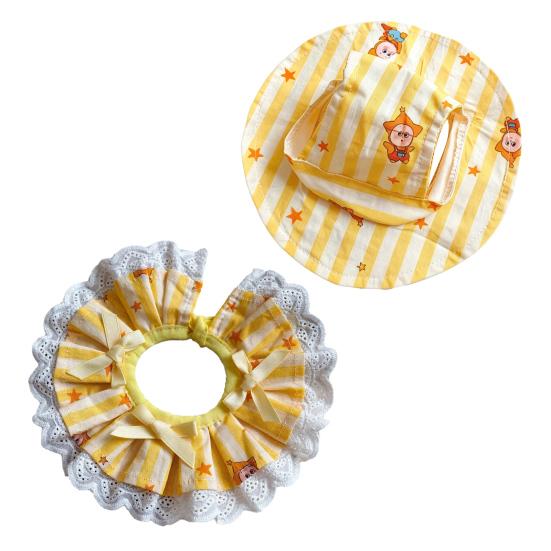 1 Set Star Print Cat Striped Hat And Costume Yellow White Lace Ruffled Cat Bib Cute
1 Set Star Print Cat Striped Hat And Costume Yellow White Lace Ruffled Cat Bib Cute