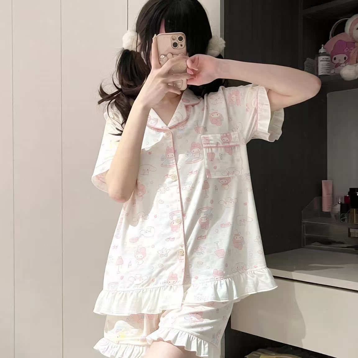 Japanese cartoon princess style Melody pajamas women s summer short-sleeved shorts two-piece set girls can wear loungewear S
Japanese cartoon princess style Melody pajamas women s summer short-sleeved shorts two-piece set girls can wear loungewear S