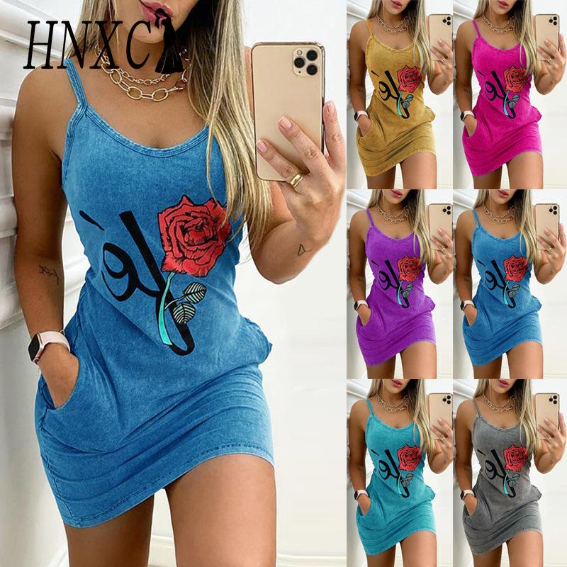 HNXC Women Elegant Summer Floral Letter Print Denim Bodycon Mini Slim Dress Sleeveless Pocket Design S синий
HNXC Women Elegant Summer Floral Letter Print Denim Bodycon Mini Slim Dress Sleeveless Pocket Design S синий