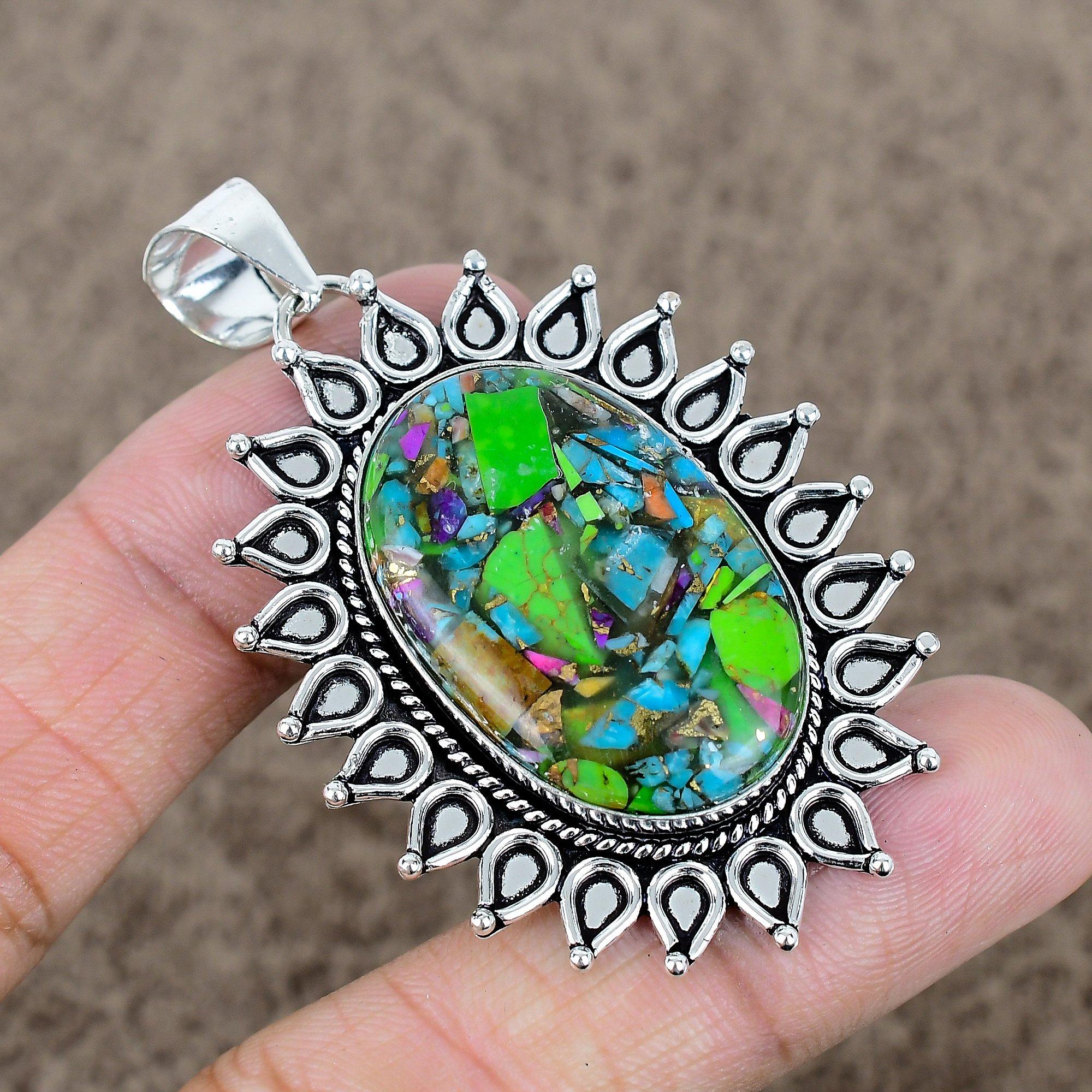 Copper Green Turquoise Gemstone 925 Sterling Silver Jewelry Pendant 2.44 KKG-733
Copper Green Turquoise Gemstone 925 Sterling Silver Jewelry Pendant 2.44 KKG-733