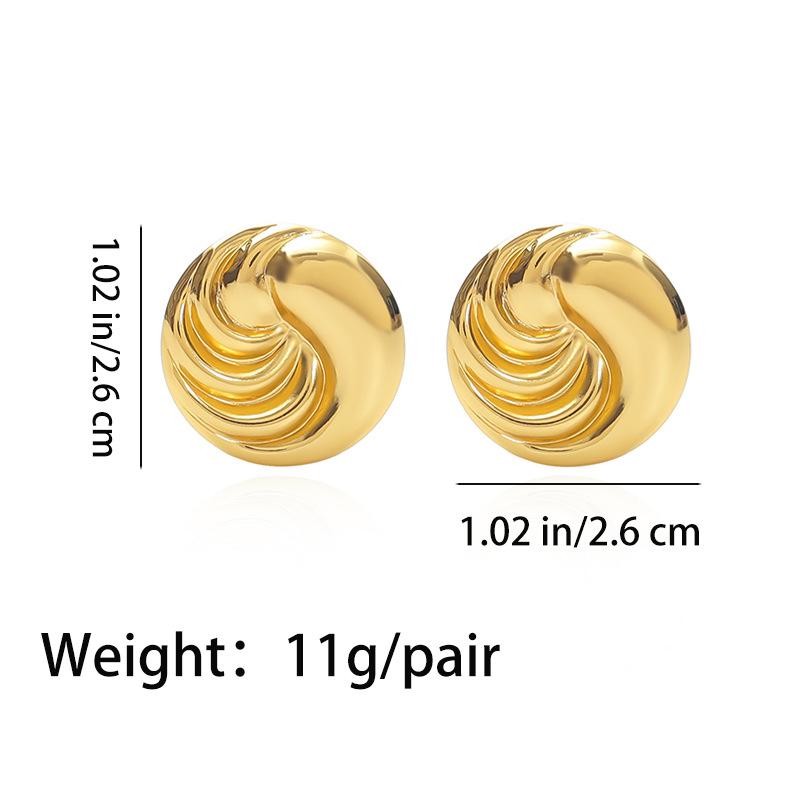 Special round irregular convex threaded earrings stud earrings personalized k fashion geometric stainless steel earrings Vacuum plating 18k золотой
Special round irregular convex threaded earrings stud earrings personalized k fashion geometric stainless steel earrings Vacuum plating 18k золотой