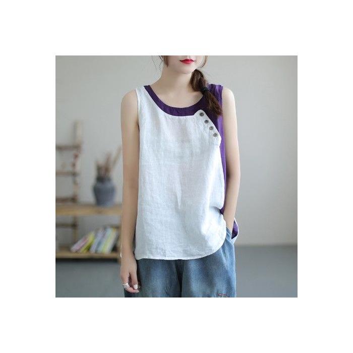 2023 Summer Women s Artistic Cotton Linen Asymmetrical Camisole Vest with Button Decoration and Patchwork Design. 3XL
2023 Summer Women s Artistic Cotton Linen Asymmetrical Camisole Vest with Button Decoration and Patchwork Design. 3XL