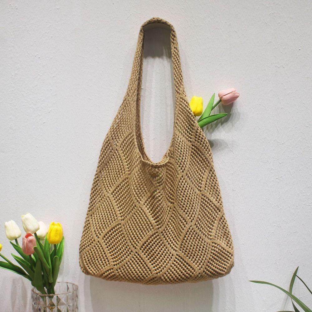 Hollow Woven Women Shoulder Bag Fashion Shopping Tote Big Purses Knitted Handbag Travel Style 8
Hollow Woven Women Shoulder Bag Fashion Shopping Tote Big Purses Knitted Handbag Travel Style 8