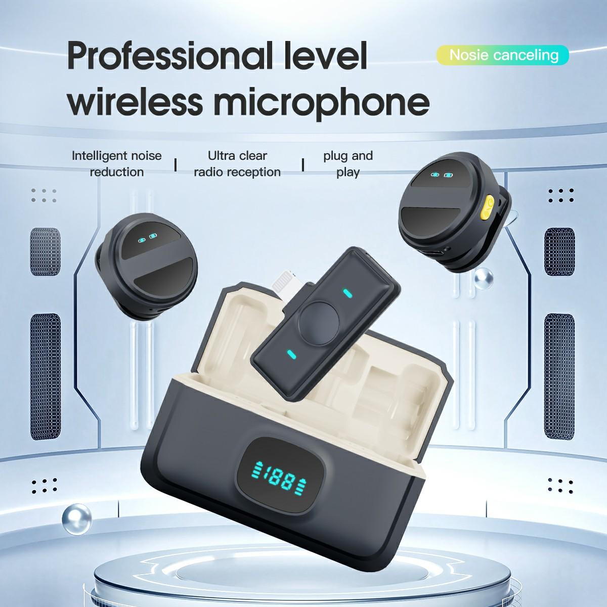 SX21 Wireless Lavalier Microphone for iPhone (2 Microphones+1 Receiver) 2.4G Smart Noise Reduction Type A
SX21 Wireless Lavalier Microphone for iPhone (2 Microphones+1 Receiver) 2.4G Smart Noise Reduction Type A