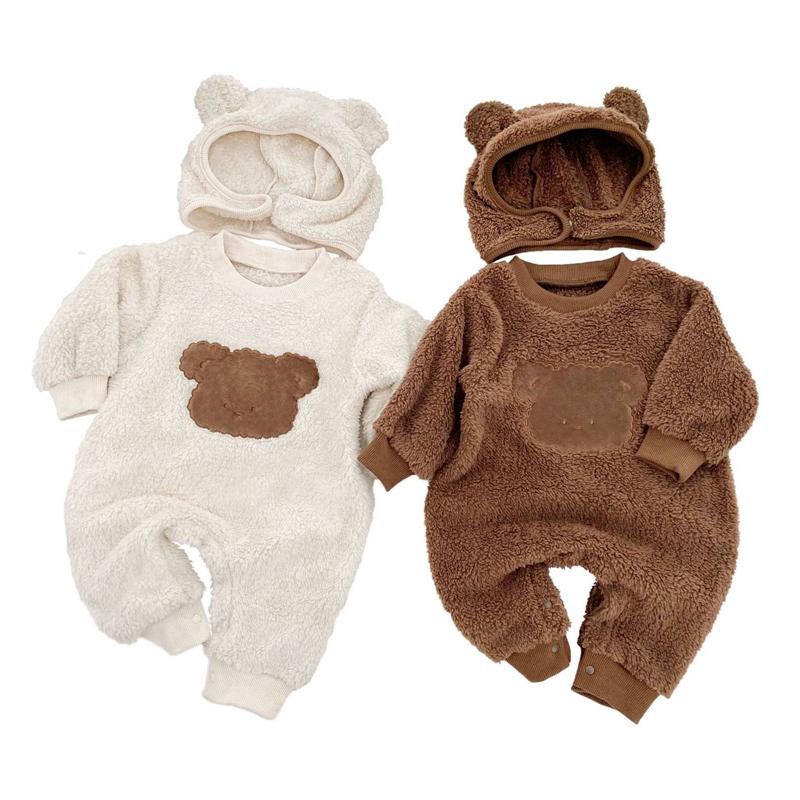 Infant Romper And Hat Two-Piece Set Warm Plush Cartoon Baby Jumpsuit For Boys And Girls 90
Infant Romper And Hat Two-Piece Set Warm Plush Cartoon Baby Jumpsuit For Boys And Girls 90