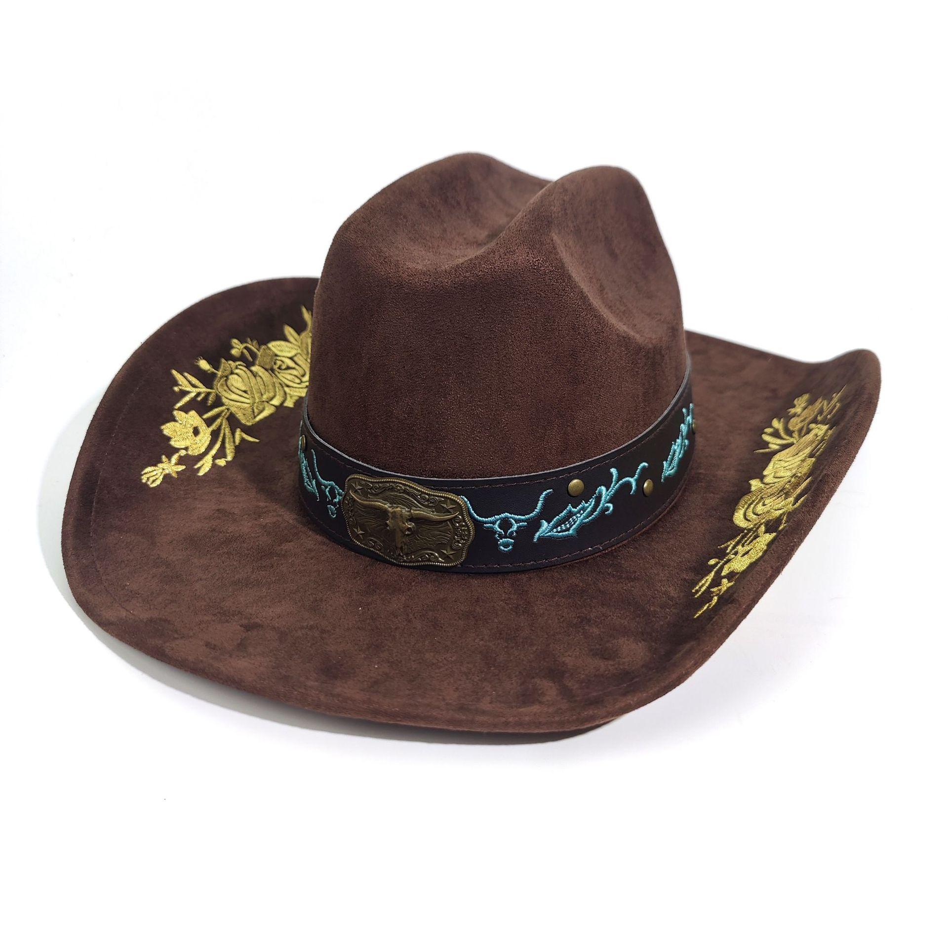 New Western Cowboy Hat Cow Head Accessories Suede Embroidered Jazz Hat European And American Men S And Women S Fashion Top Hat M(56-58cm) темно-коричневого кольору
New Western Cowboy Hat Cow Head Accessories Suede Embroidered Jazz Hat European And American Men S And Women S Fashion Top Hat M(56-58cm) темно-коричневого кольору