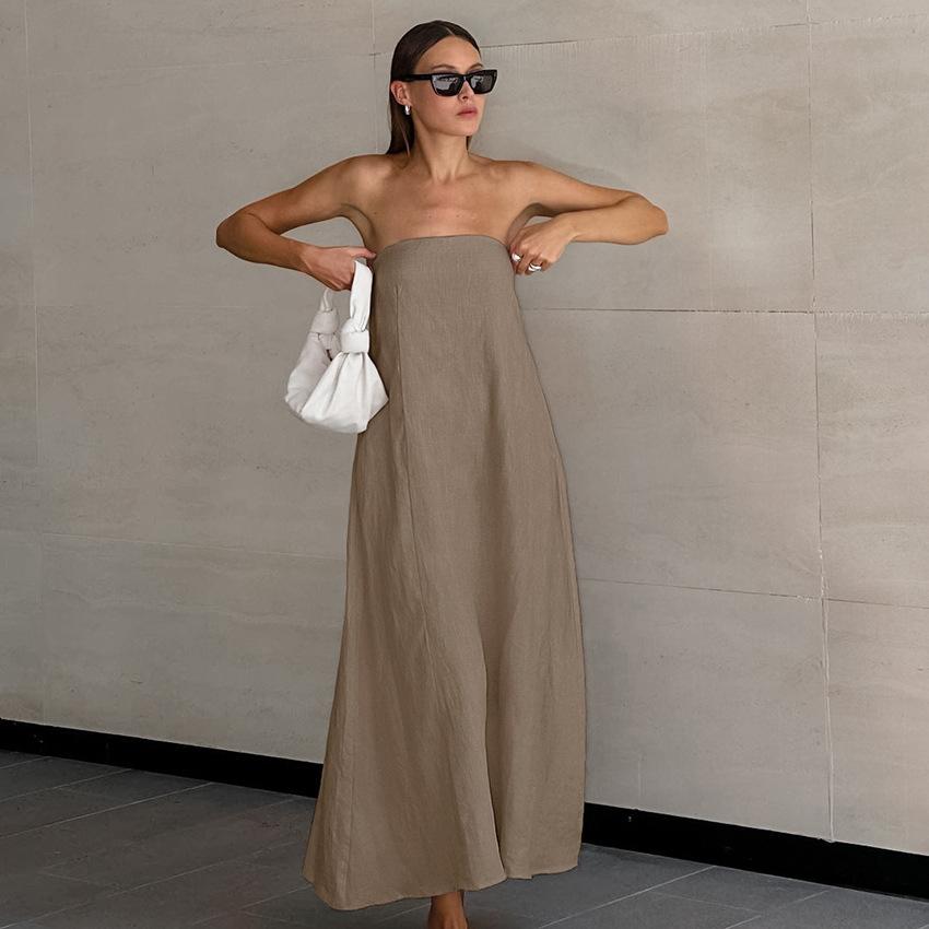Summer European and American sexy khaki cotton and linen tube top dress women s vacation casual A-word skirt women s clothing L
Summer European and American sexy khaki cotton and linen tube top dress women s vacation casual A-word skirt women s clothing L