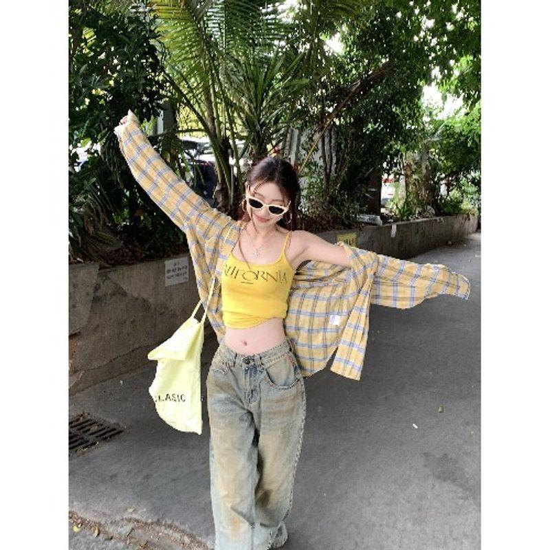 Kumikumi Fashion Suit American Retro Style Gingham Long Sleeves Shirt Women Autumn Worn Jeans Two-piece Set Yellow Gingham Shirt One size
Kumikumi Fashion Suit American Retro Style Gingham Long Sleeves Shirt Women Autumn Worn Jeans Two-piece Set Yellow Gingham Shirt One size