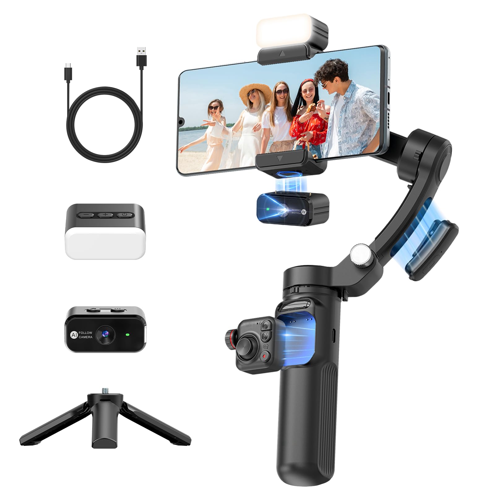 Smartphone Gimbal for AI Tracking Stabilizer with Microphone and Detachable Japanese App Face Gesture Facial Image 6 Hours of Gimbal for Android and чорний
Smartphone Gimbal for AI Tracking Stabilizer with Microphone and Detachable Japanese App Face Gesture Facial Image 6 Hours of Gimbal for Android and чорний