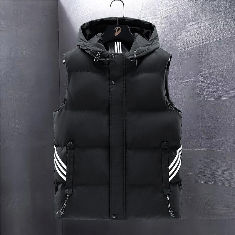 Winter new cotton vest three bars hooded vest classic simple men thickened large size vest men 7XL чорний
Winter new cotton vest three bars hooded vest classic simple men thickened large size vest men 7XL чорний