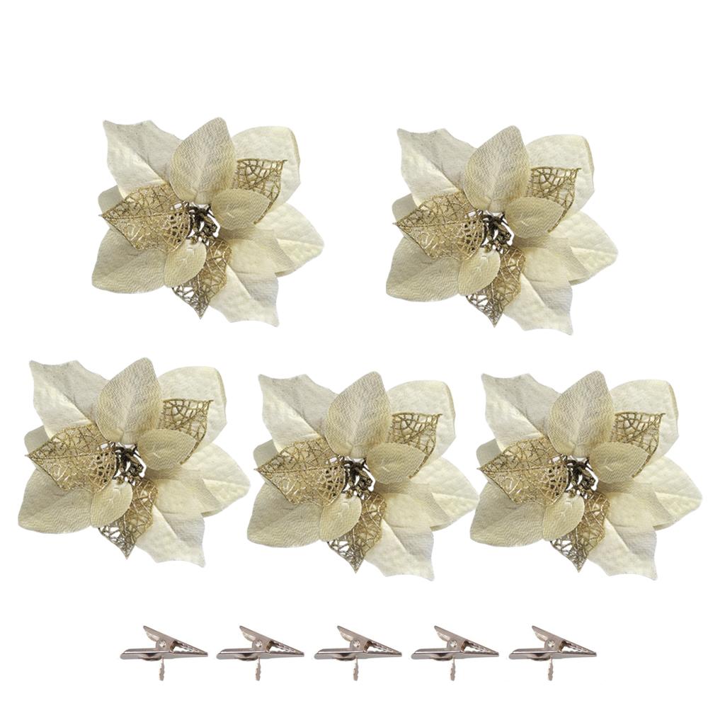 5pcs Artificial Christmas Flowers, Glitter Poinsettia Flowers Decorative Tree Wreath Poinsettia Holiday Decor (with Clips) золотий
5pcs Artificial Christmas Flowers, Glitter Poinsettia Flowers Decorative Tree Wreath Poinsettia Holiday Decor (with Clips) золотий