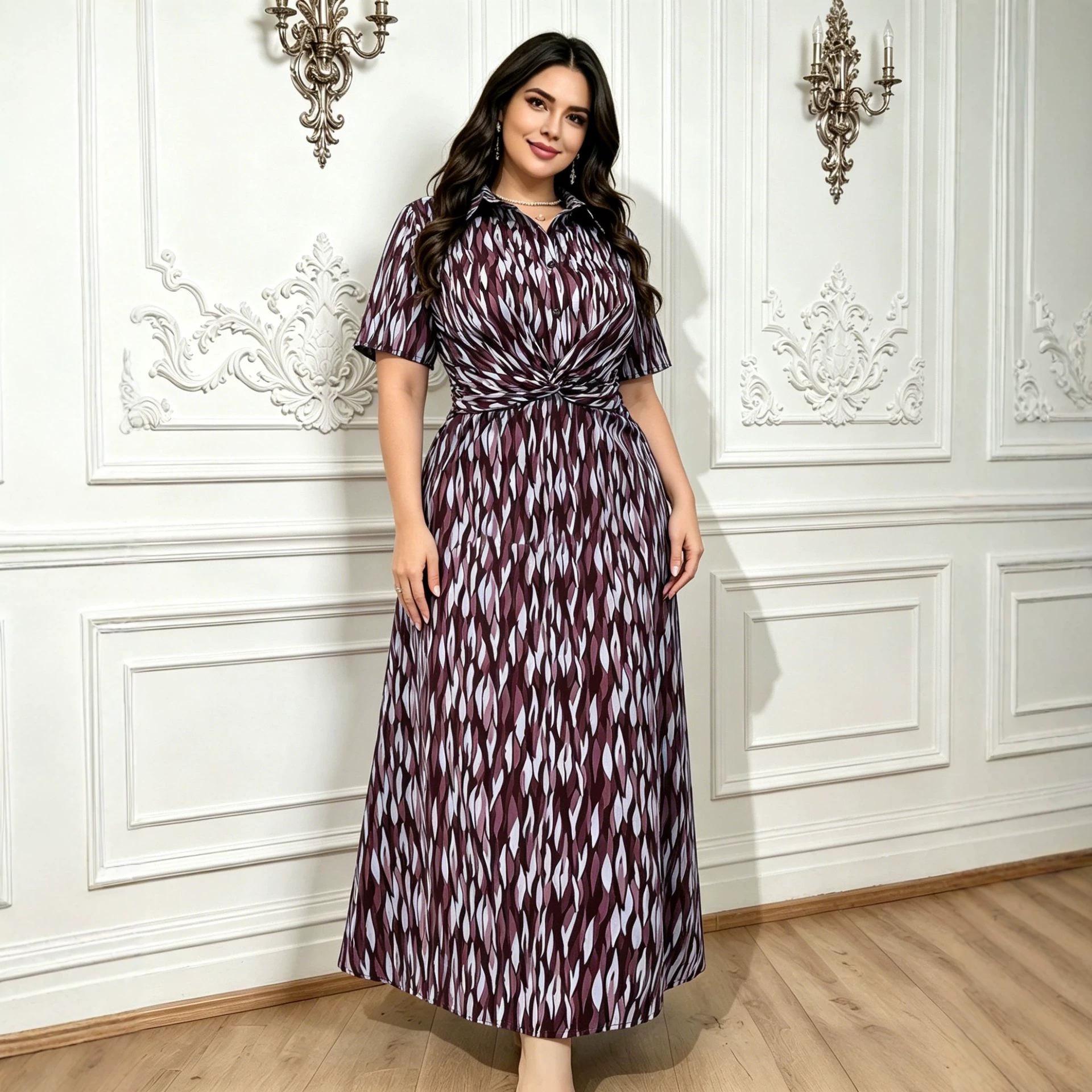 2025 Plus Size Slimming Print High-Neck Short Sleeve Office Dress 0XL вина червоного кольору
2025 Plus Size Slimming Print High-Neck Short Sleeve Office Dress 0XL вина червоного кольору