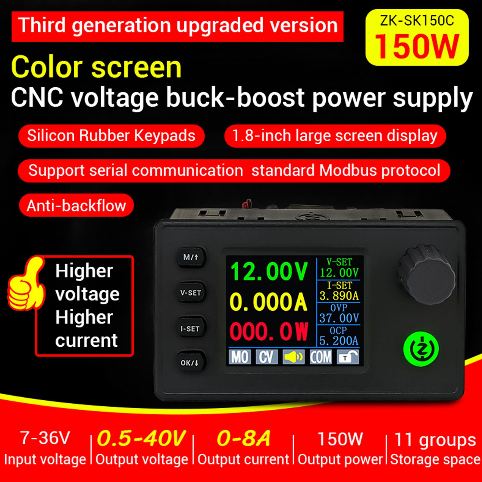 150W Voltage Regulated Power Supply Step Down Boost Voltage Regulator Constant Voltage and Current Charging Module SK150C
150W Voltage Regulated Power Supply Step Down Boost Voltage Regulator Constant Voltage and Current Charging Module SK150C