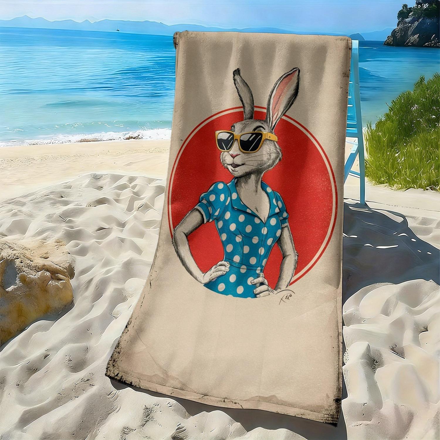Retro rabbit pattern with sunglasses polyester microfiber beach towel is highly absorbent, suitable swimming and beach outings W30*H60(CM)
Retro rabbit pattern with sunglasses polyester microfiber beach towel is highly absorbent, suitable swimming and beach outings W30*H60(CM)