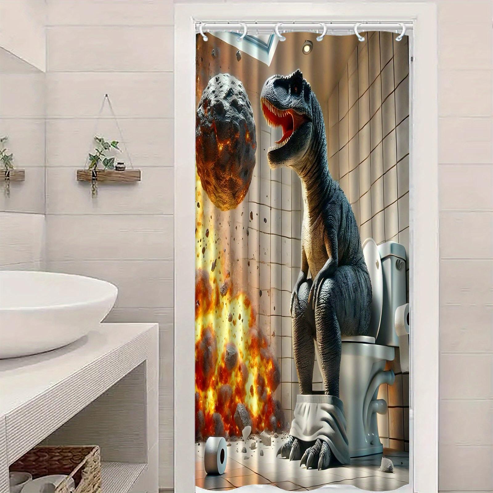 Funny Dinosaur Shower Curtain T Rex On Toilet Meteor Impact Cartoon Art Creative Bathroom Decor Waterproof Printed Bath Curtain W60H190(CM)-1 Pcs
Funny Dinosaur Shower Curtain T Rex On Toilet Meteor Impact Cartoon Art Creative Bathroom Decor Waterproof Printed Bath Curtain W60H190(CM)-1 Pcs